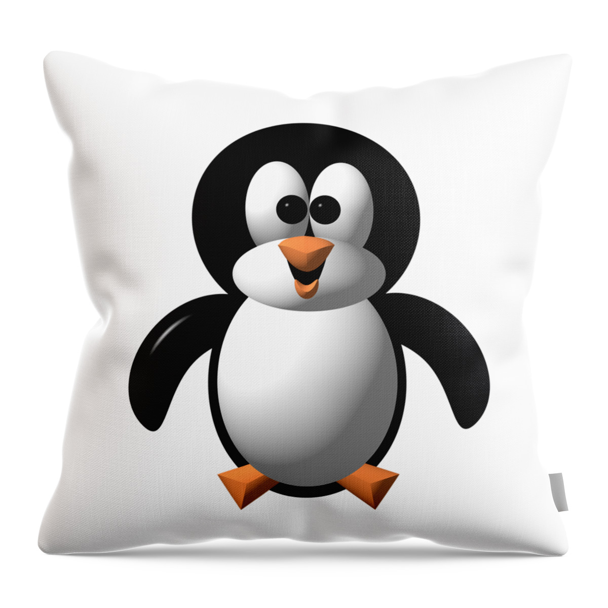 Cute Pengie The Penguin Throw Pillow featuring the digital art Cute Pengie The Penguin by Rose Santuci-Sofranko