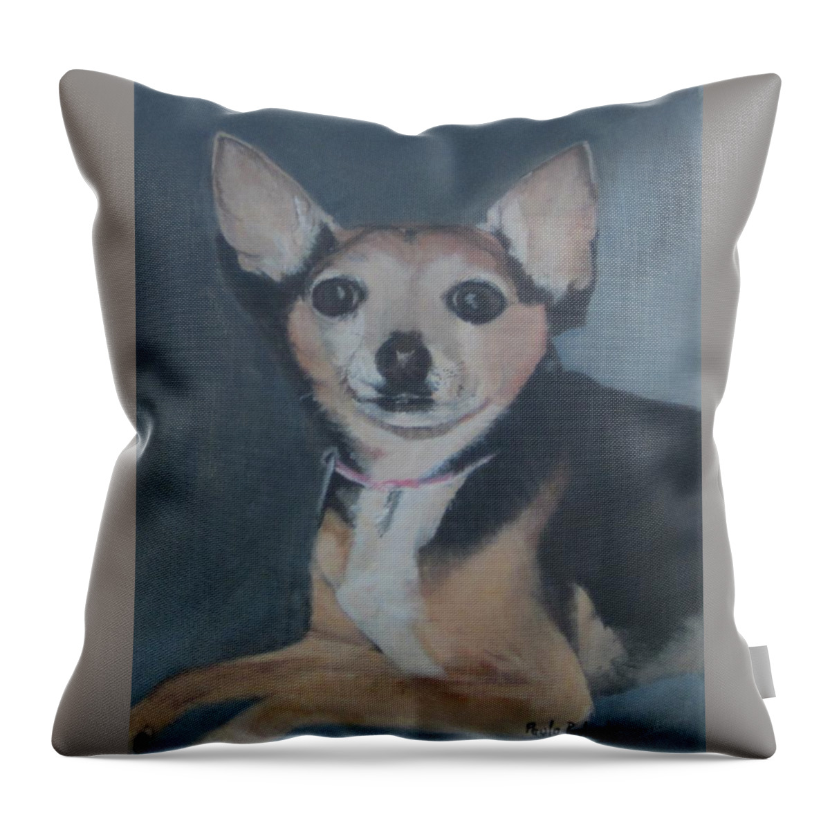 Dog Throw Pillow featuring the painting Cutie Pie by Paula Pagliughi
