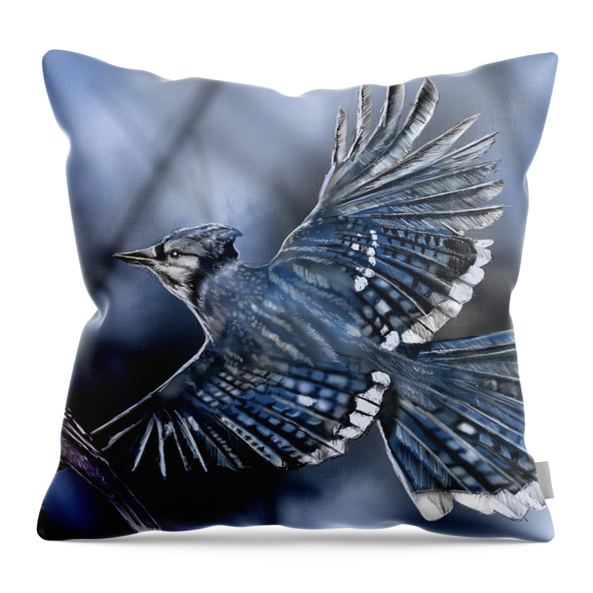 Blue Jay Study Throw Pillow featuring the painting Cyanocitta cristata by Rob Hartman