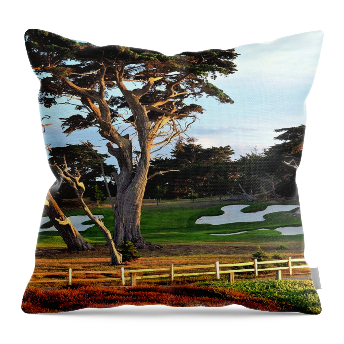 Cypress Point Throw Pillow featuring the photograph Cypress Point Golf by Connor Beekman