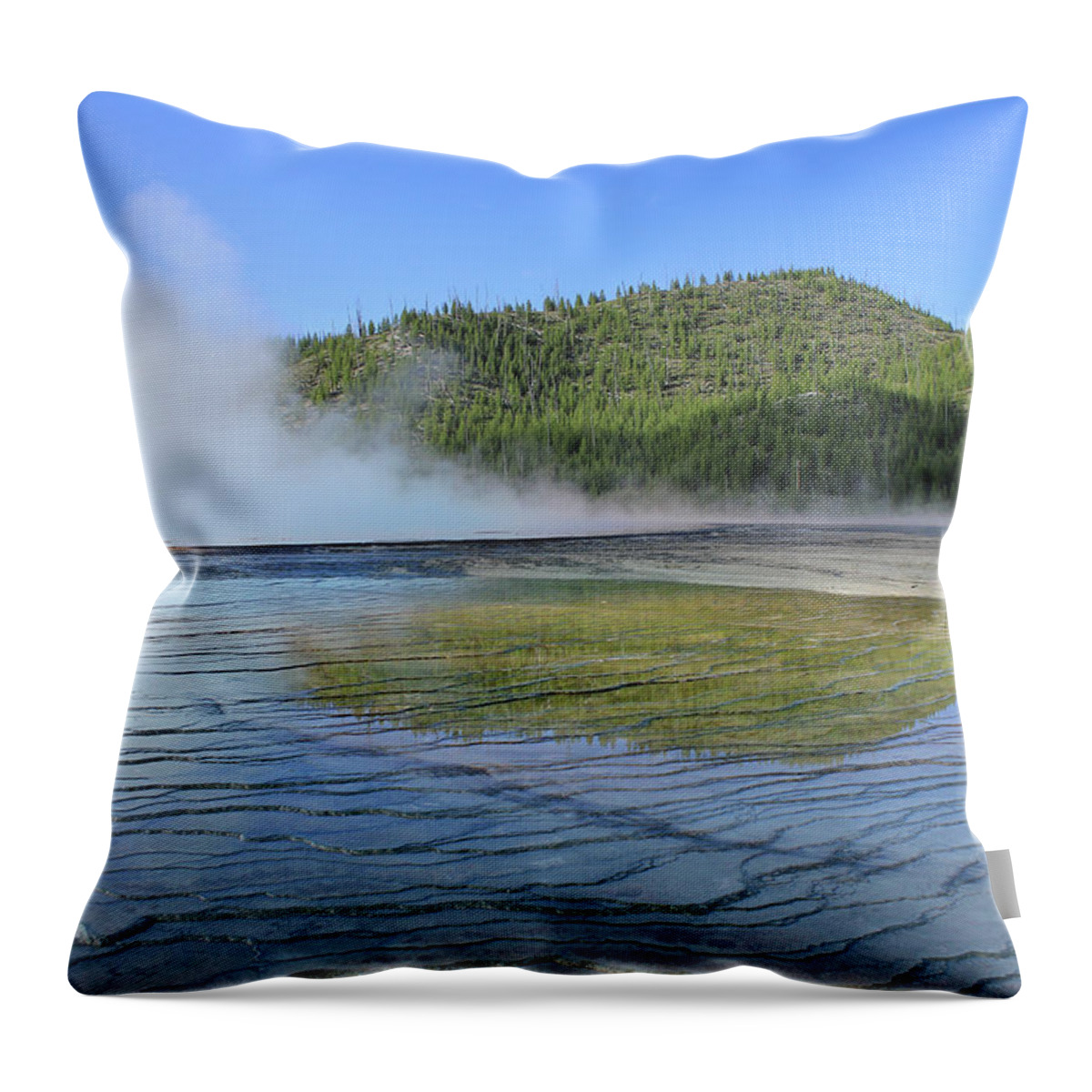 Reflection Throw Pillow featuring the photograph D09127 Reflection in Grand Prismatic Spring by Ed Cooper Photography