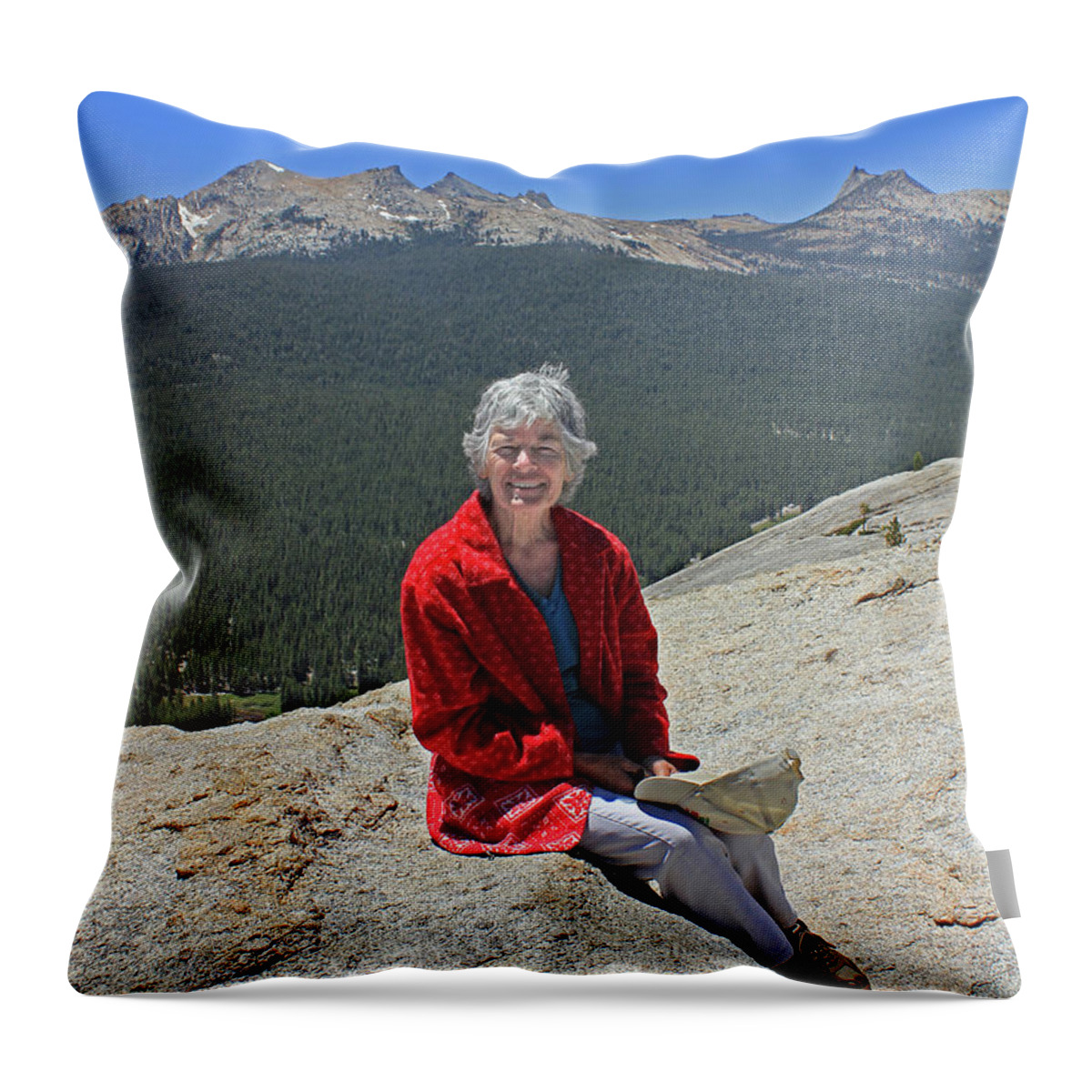 Debby Cooper Throw Pillow featuring the photograph D6M6524 Debby Cooper on Lembert Dome by Ed Cooper Photography