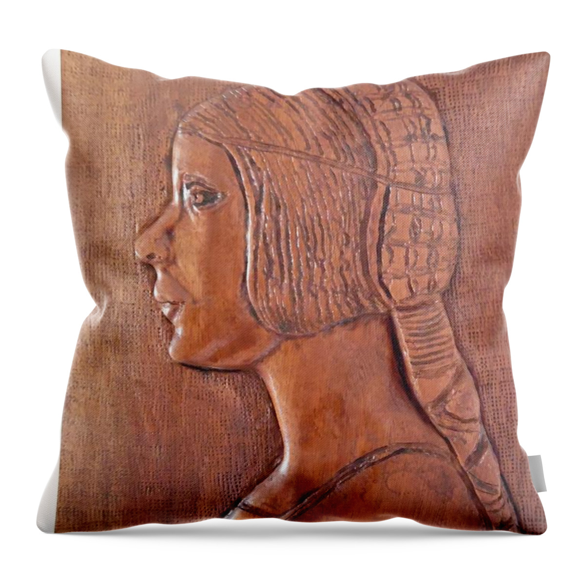 Da Vinci Girl Throw Pillow featuring the relief Da Vinci Girl by Esther Newman-Cohen