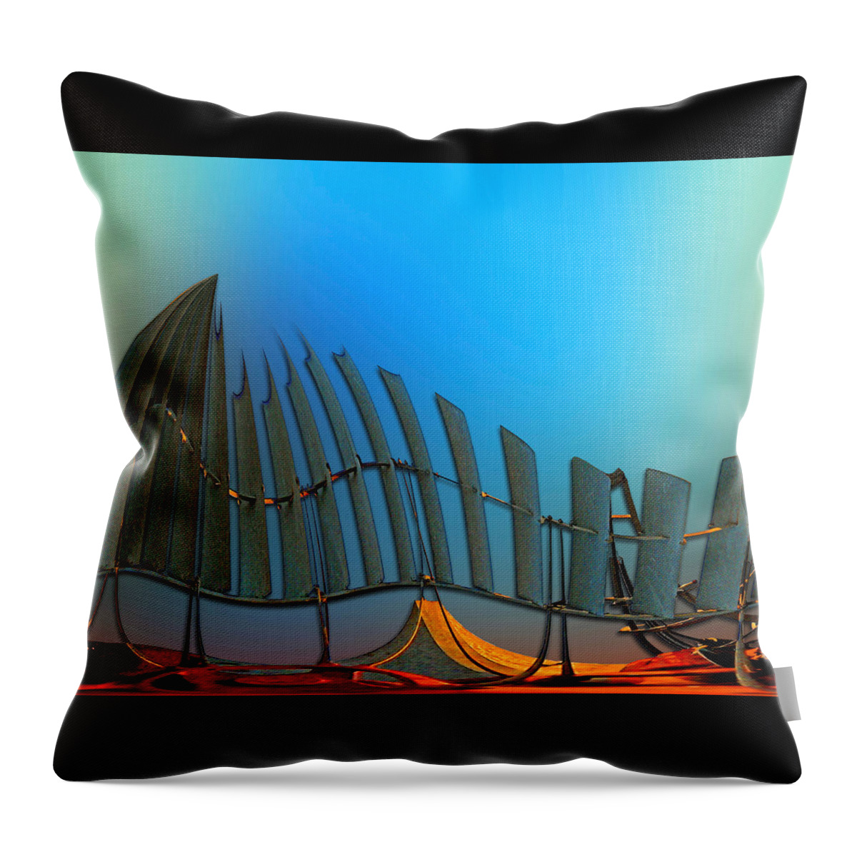 Abstract Throw Pillow featuring the digital art Da Vinci's Outpost by Wendy J St Christopher