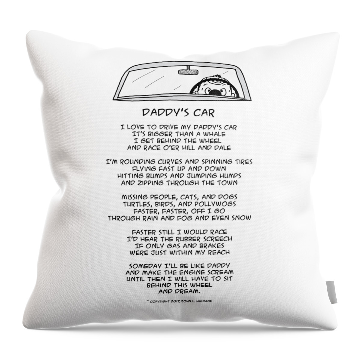 Dad Throw Pillow featuring the drawing Daddys Car by John Haldane