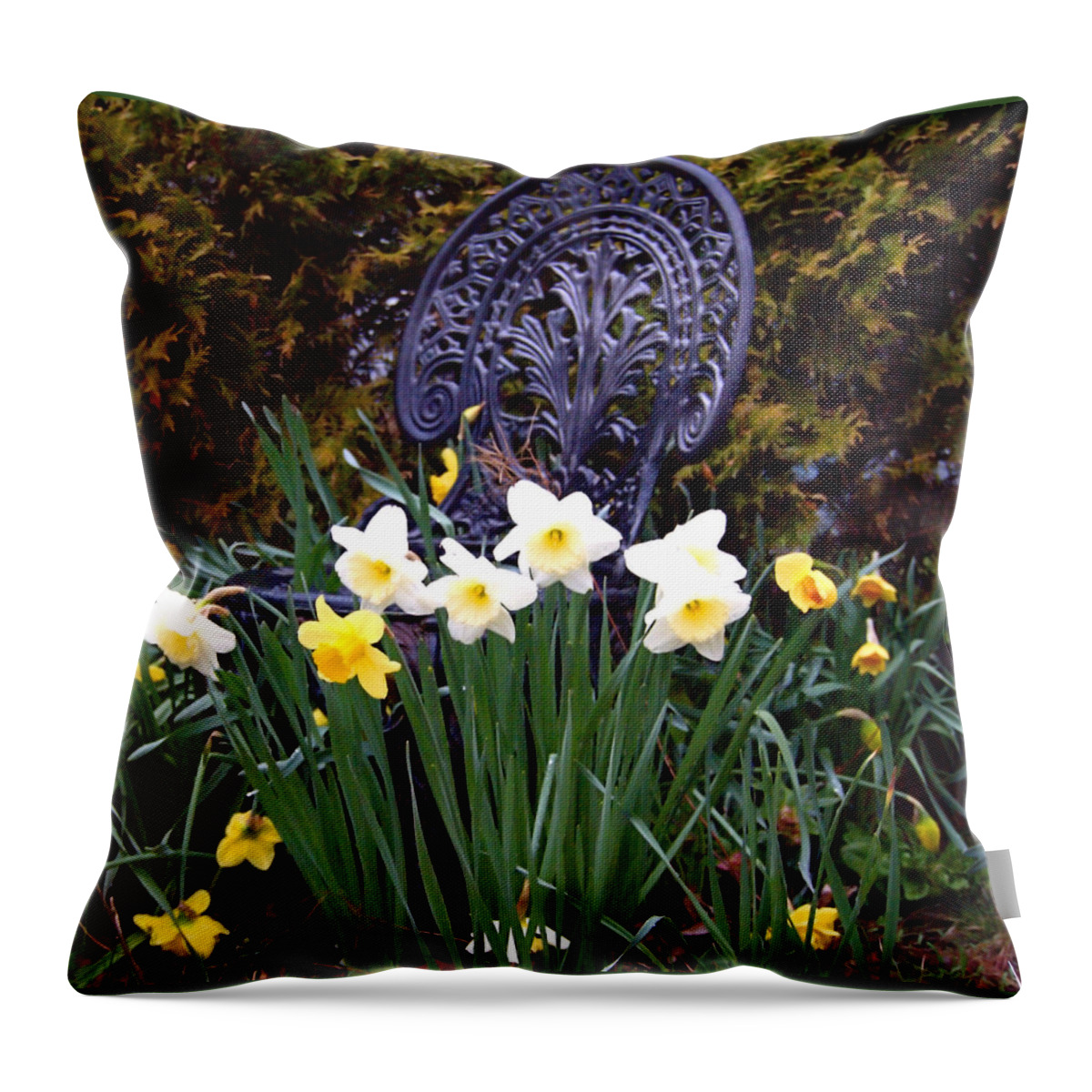 Spring Throw Pillow featuring the photograph Daffodil Garden by Newwwman