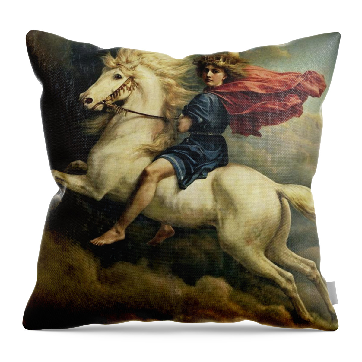 Dagr Throw Pillow featuring the painting Dagr by Peter Nicolai Arbo