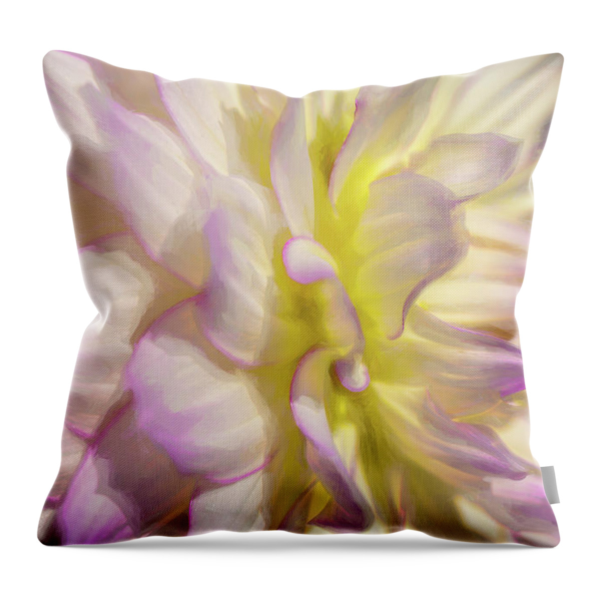 Dahlia Throw Pillow featuring the photograph Dahlia Study 5 Painterly by Scott Campbell