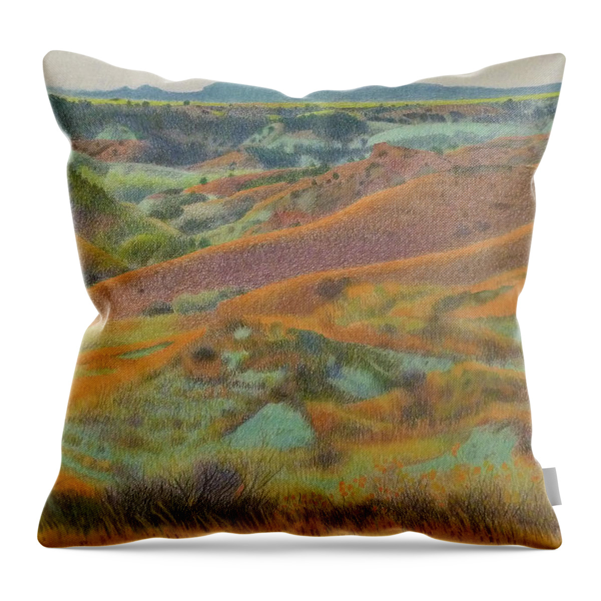 North Dakota Throw Pillow featuring the pastel Dakota October by Cris Fulton