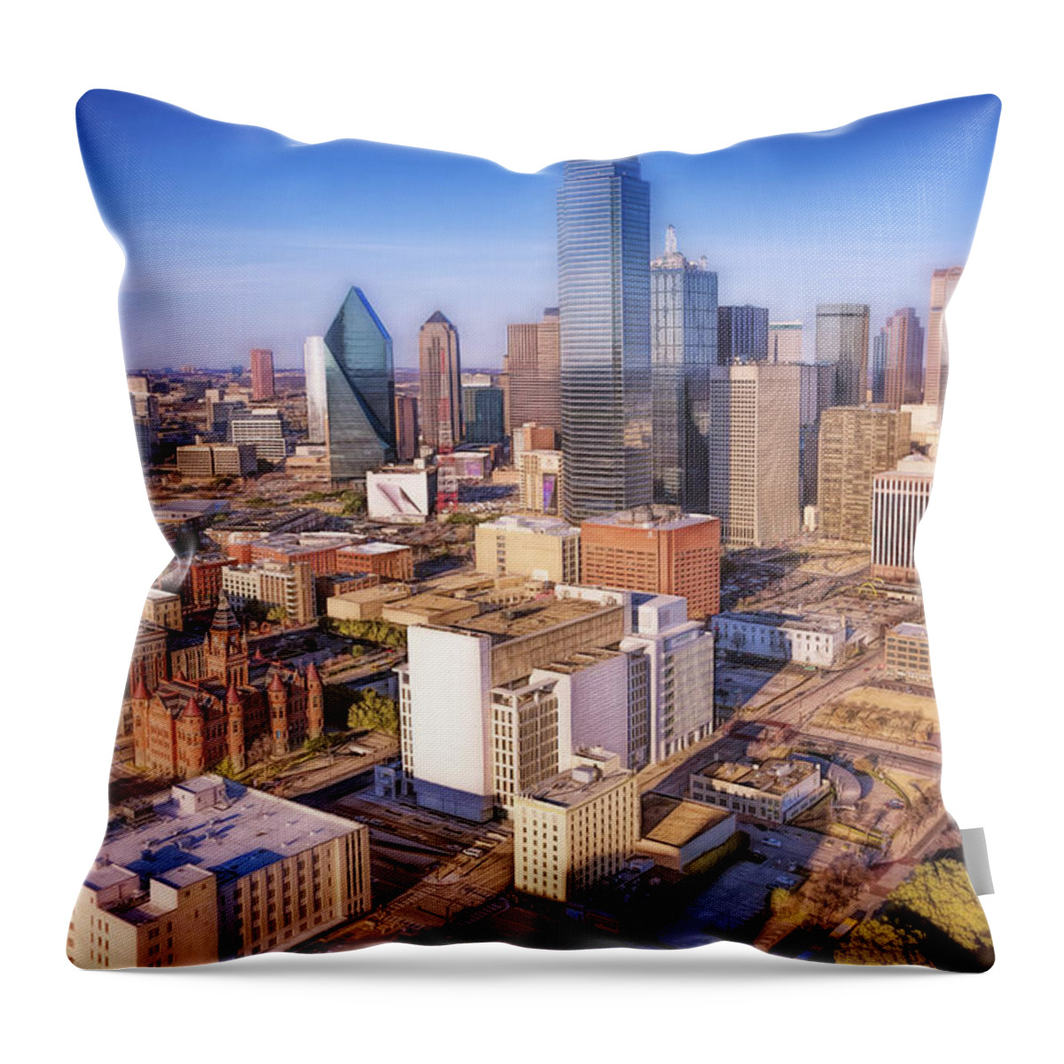 Joan Carroll Throw Pillow featuring the photograph Dallas Skyline II by Joan Carroll
