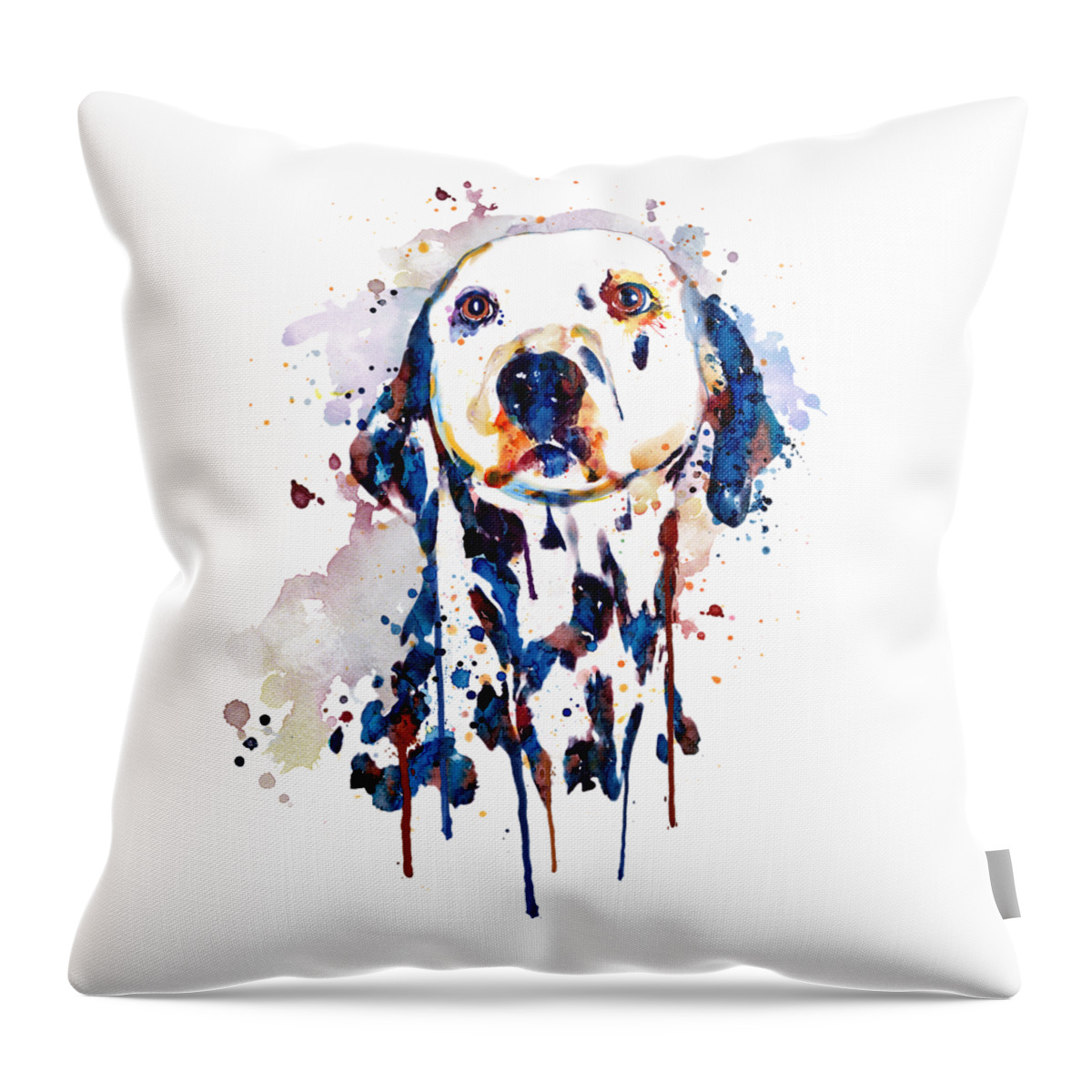 Marian Voicu Throw Pillow featuring the painting Dalmatian Head by Marian Voicu