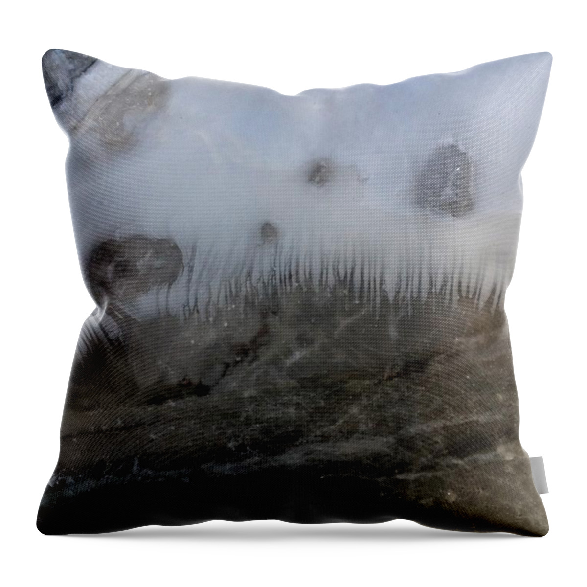 Abstract Throw Pillow featuring the painting Dalton deep sea fish toof by Gyula Julian Lovas
