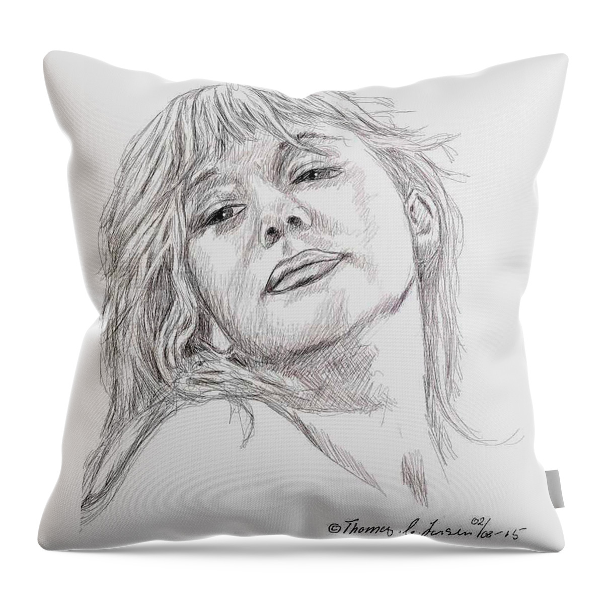 Portrait Throw Pillow featuring the digital art Dame Helen mirren by ThomasE Jensen
