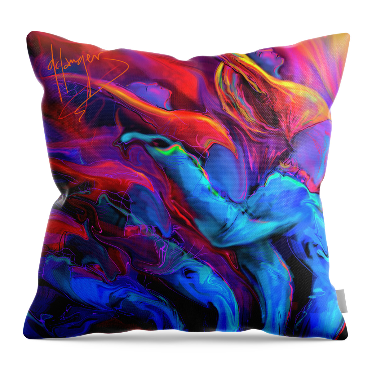 Guitar Throw Pillow featuring the painting Dance, Dance, Dance by DC Langer