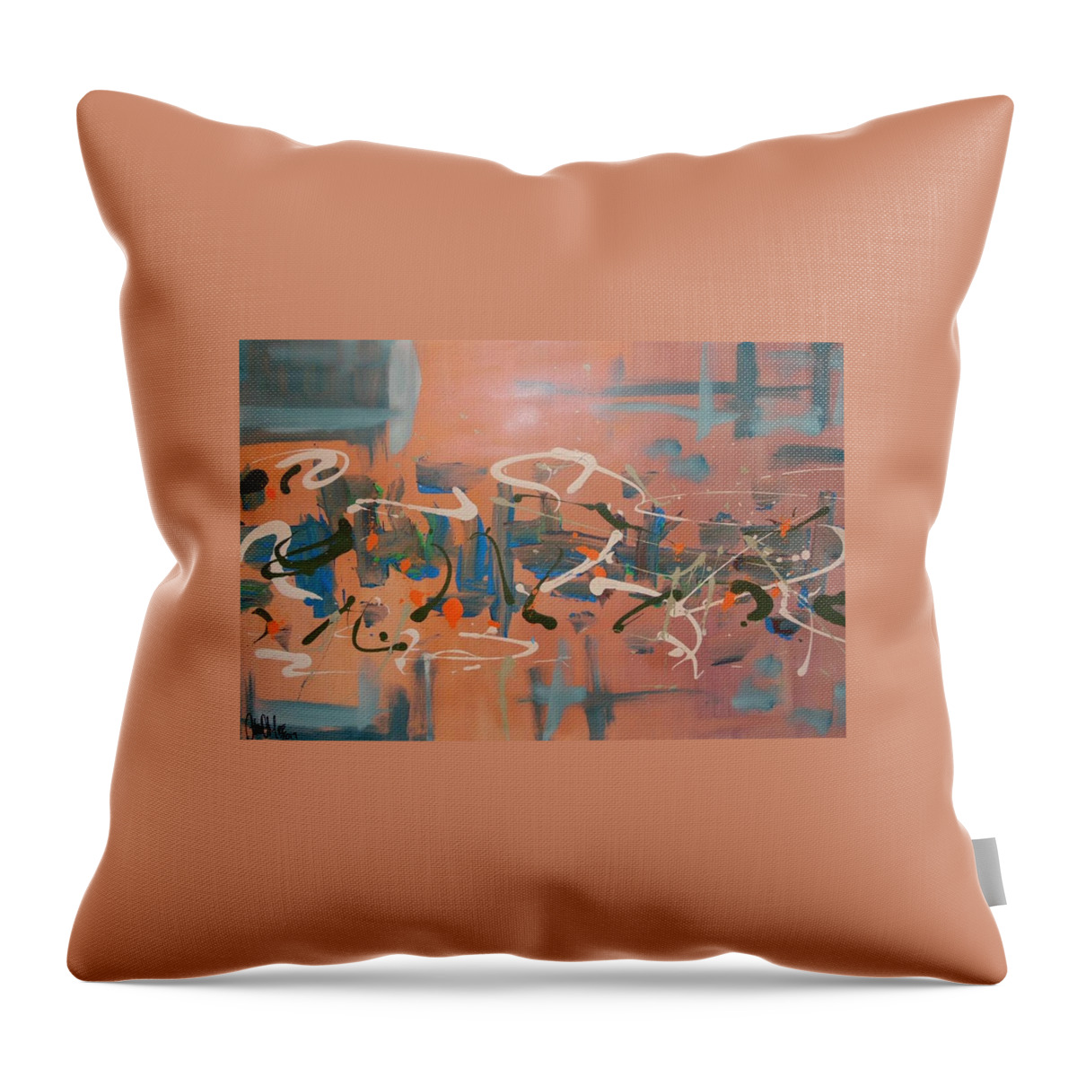 Abstract Throw Pillow featuring the painting Dance Party by Antonio Moore