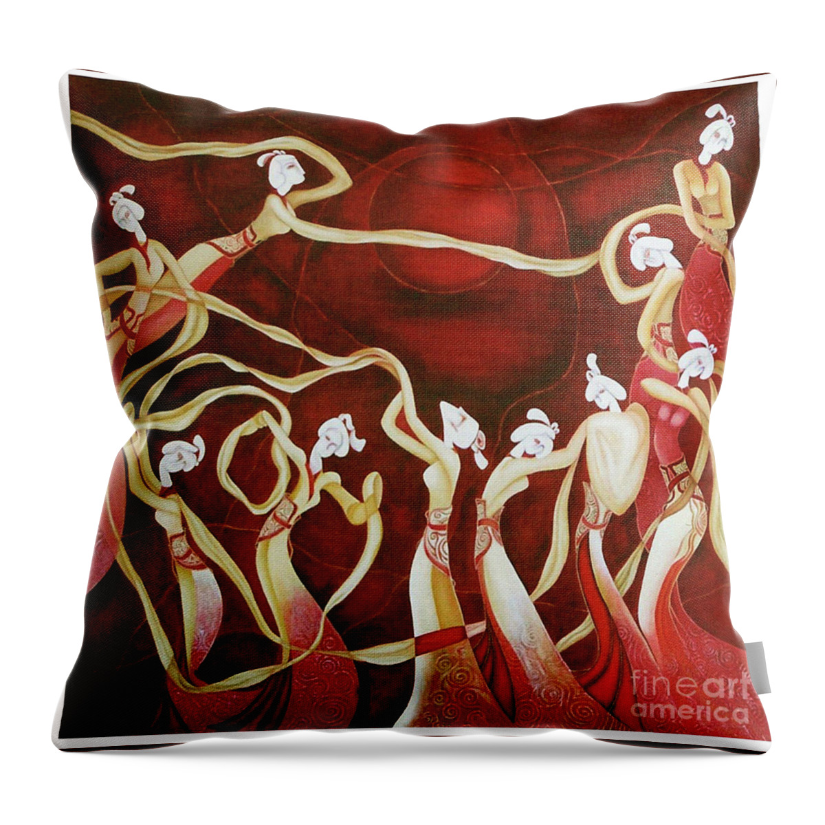 Traditional Figuration Throw Pillow featuring the painting Dance With The Wind by Fei A