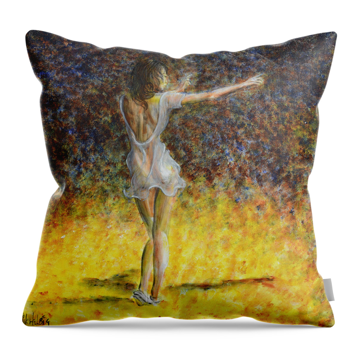 Dancer Throw Pillow featuring the painting Dancer Spotlight by Nik Helbig