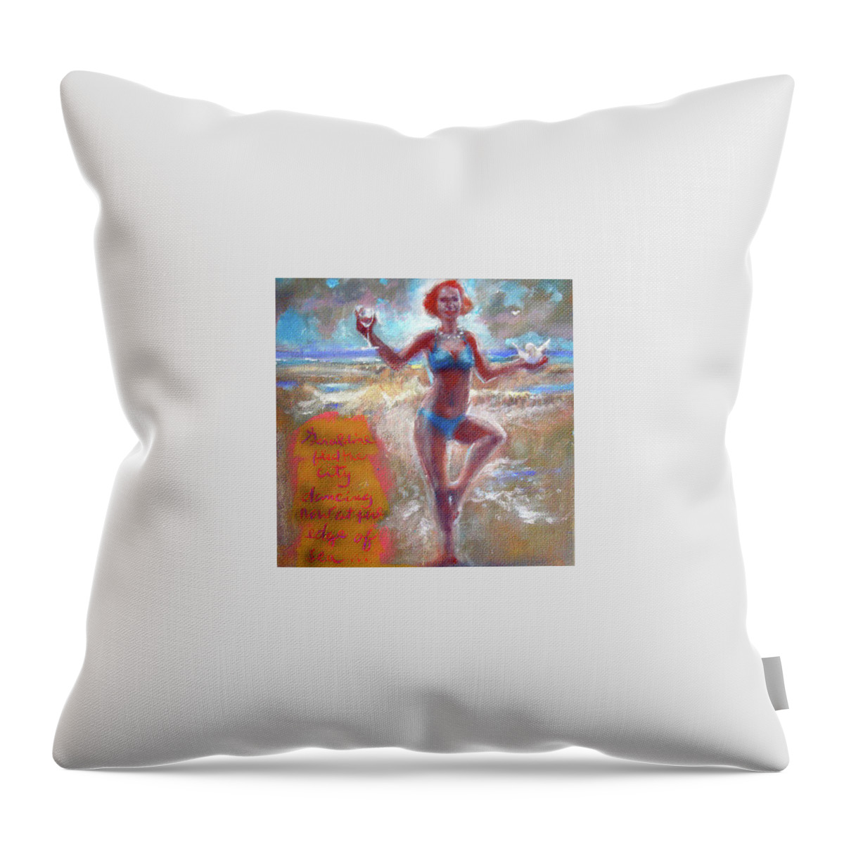 Geraldine Throw Pillow featuring the painting Dancing at the Edge by Gertrude Palmer