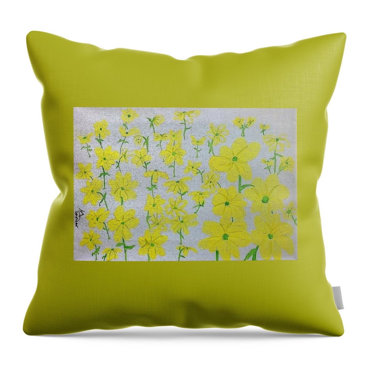 Dancing Daisies Throw Pillow featuring the painting Dancing Daisies by Mark C Jackson
