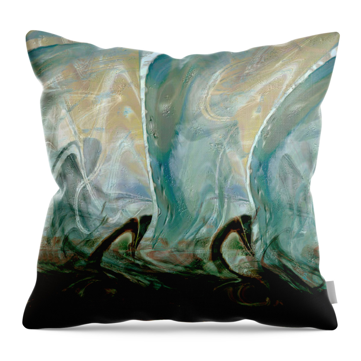 Fine Art Throw Pillow featuring the digital art Dancing Dolphins by Linda Sannuti