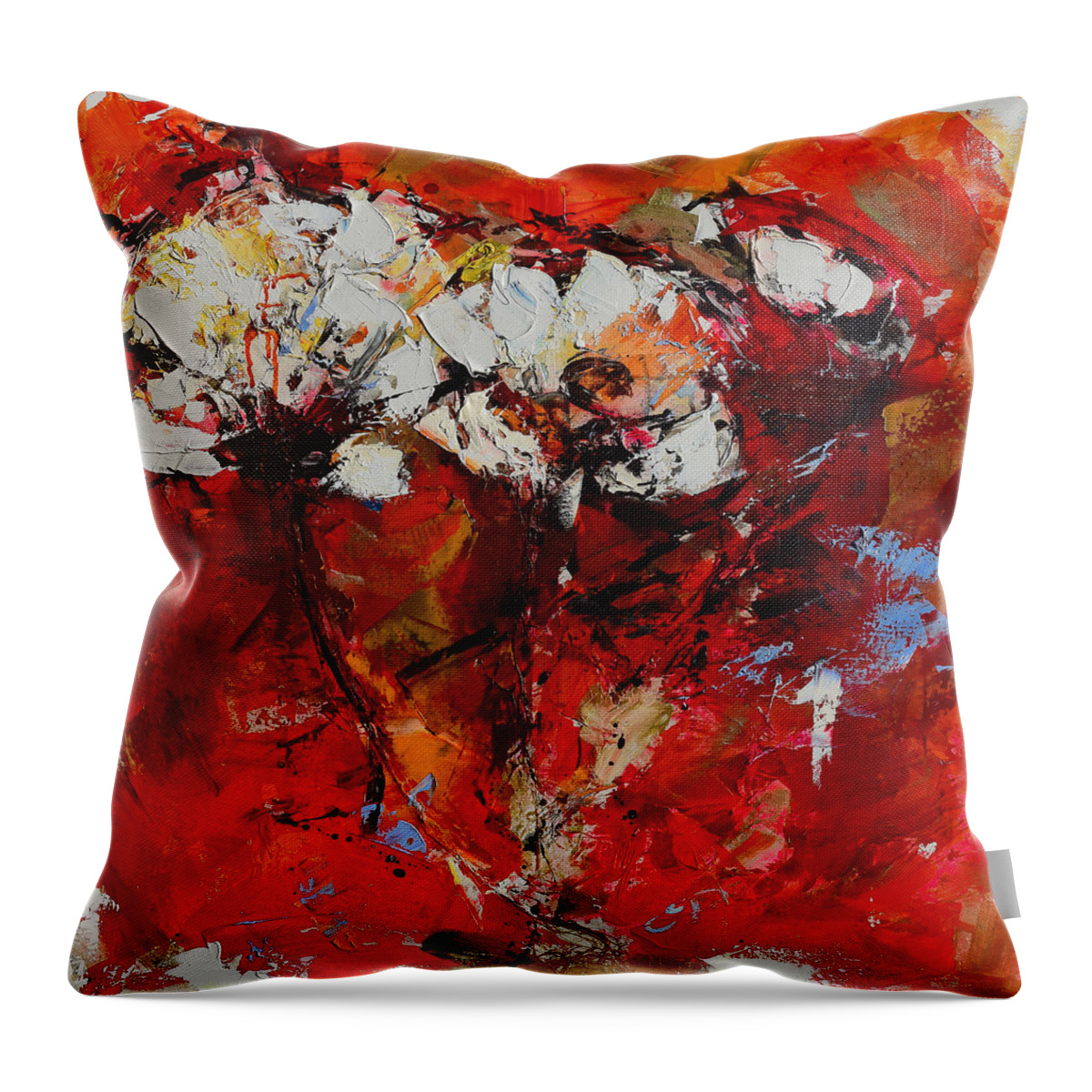 Flowers Throw Pillow featuring the painting Dancing Flowers by Elise Palmigiani