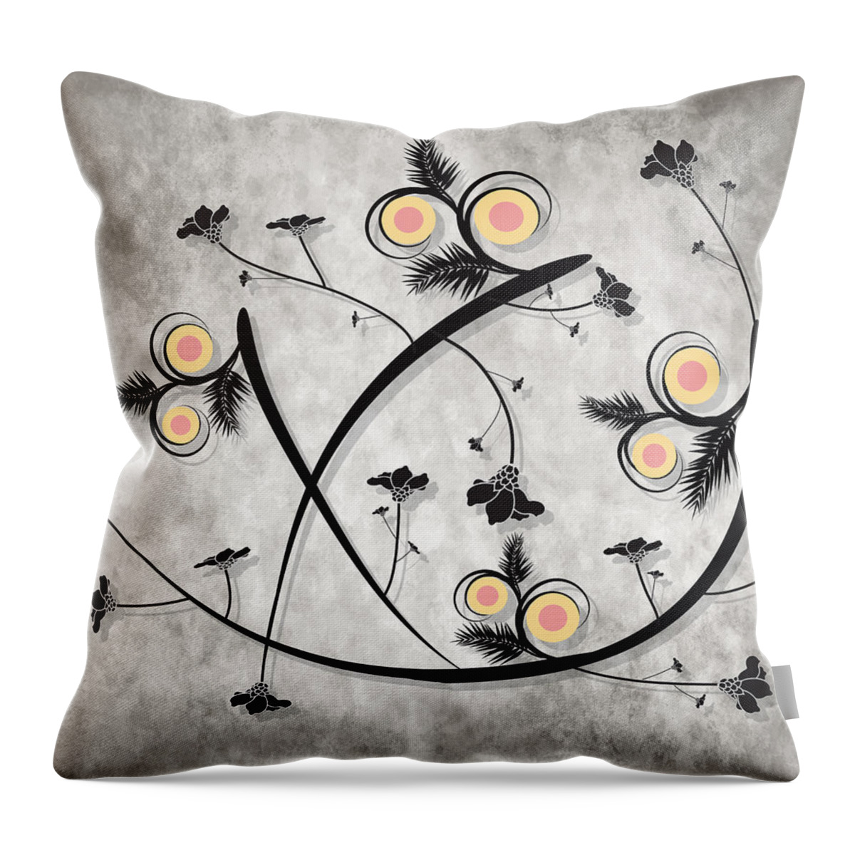 Flower Throw Pillow featuring the digital art Dancing Flowers by Milena Ilieva