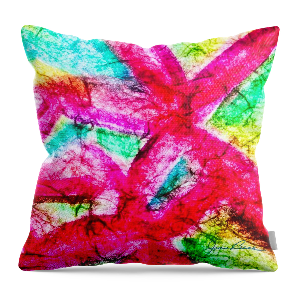 Red Art Throw Pillow featuring the painting Dancing Red Flowers by Joan Reese