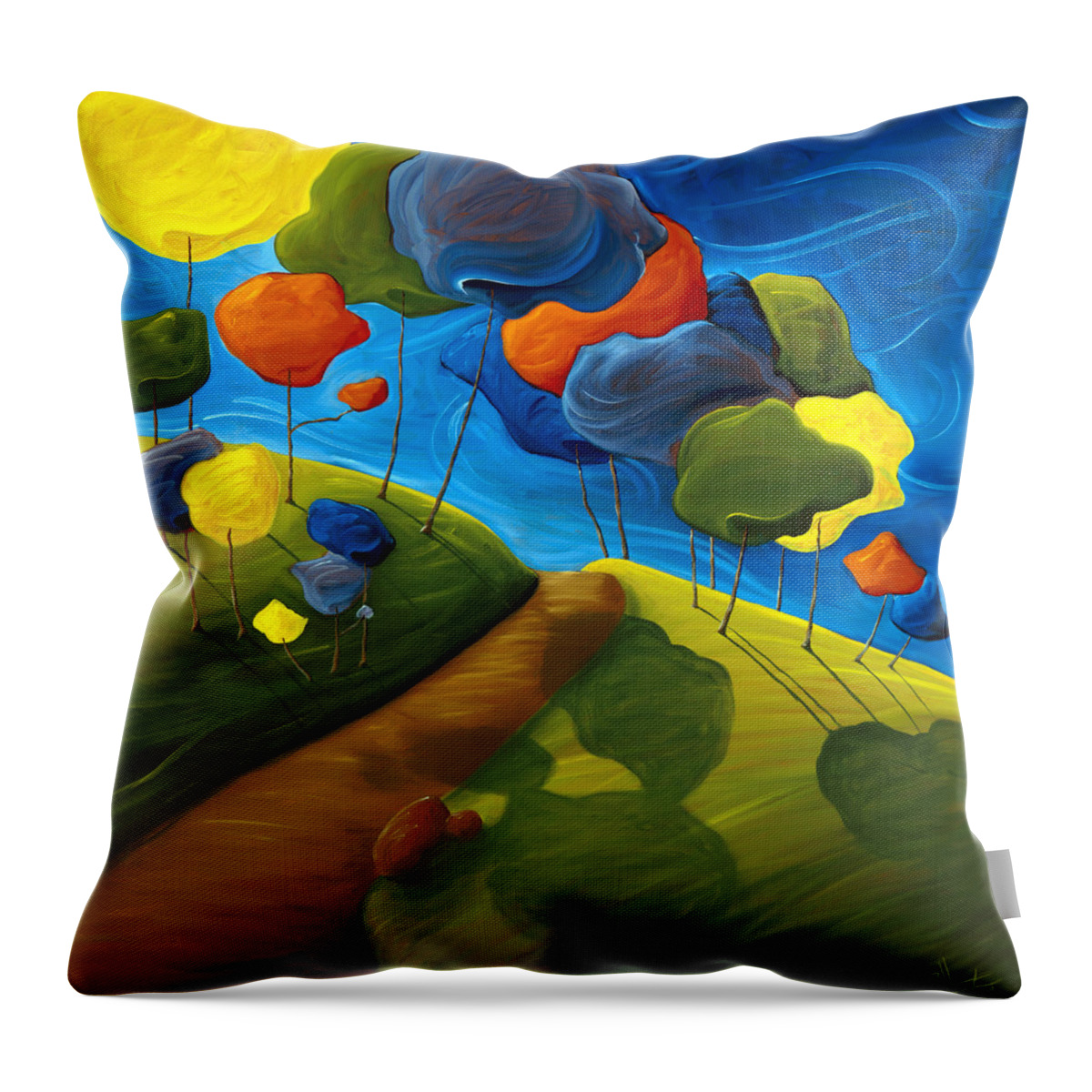 Landscape Throw Pillow featuring the painting Dancing Shadows by Richard Hoedl