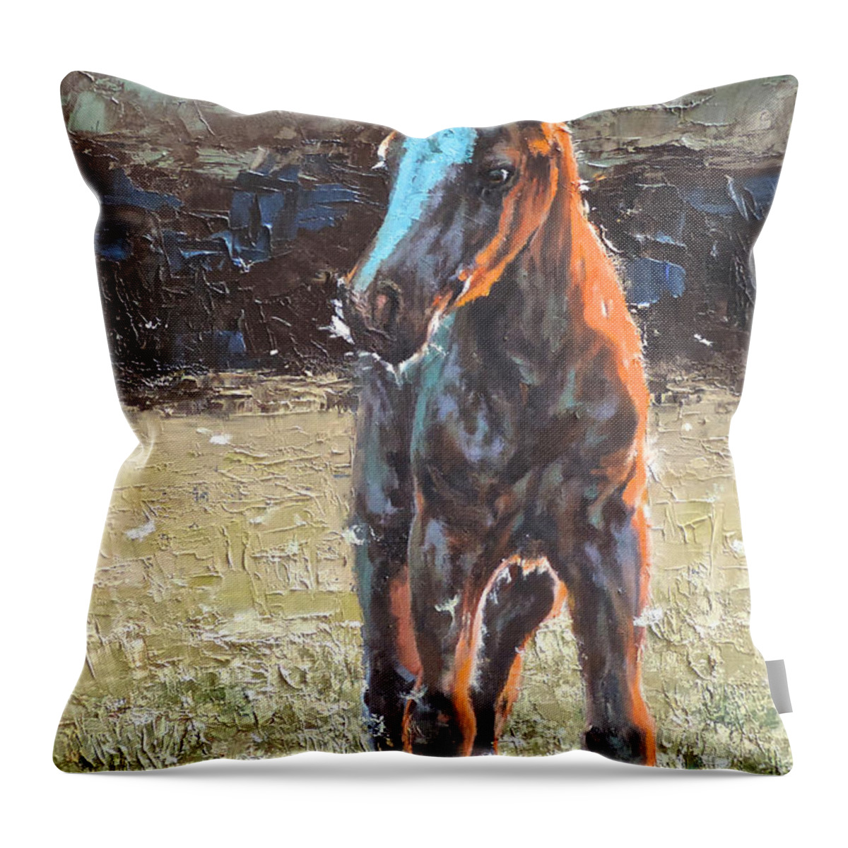 Colt Throw Pillow featuring the painting Dandelion Dream by Mia DeLode