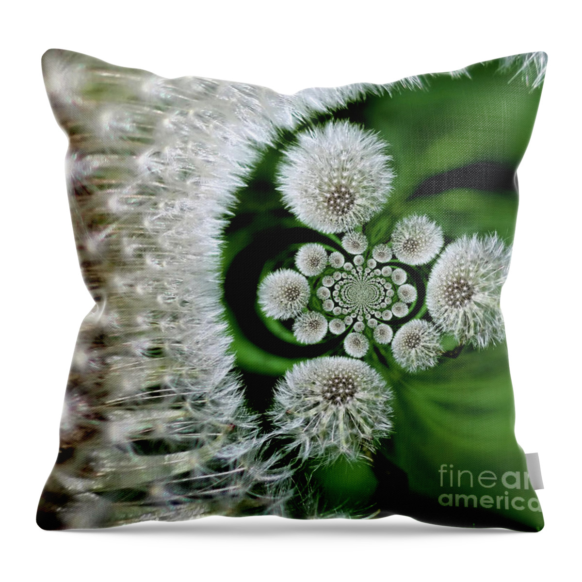Dandelion Throw Pillow featuring the photograph Dandelion Fluff Abstract by Smilin Eyes Treasures