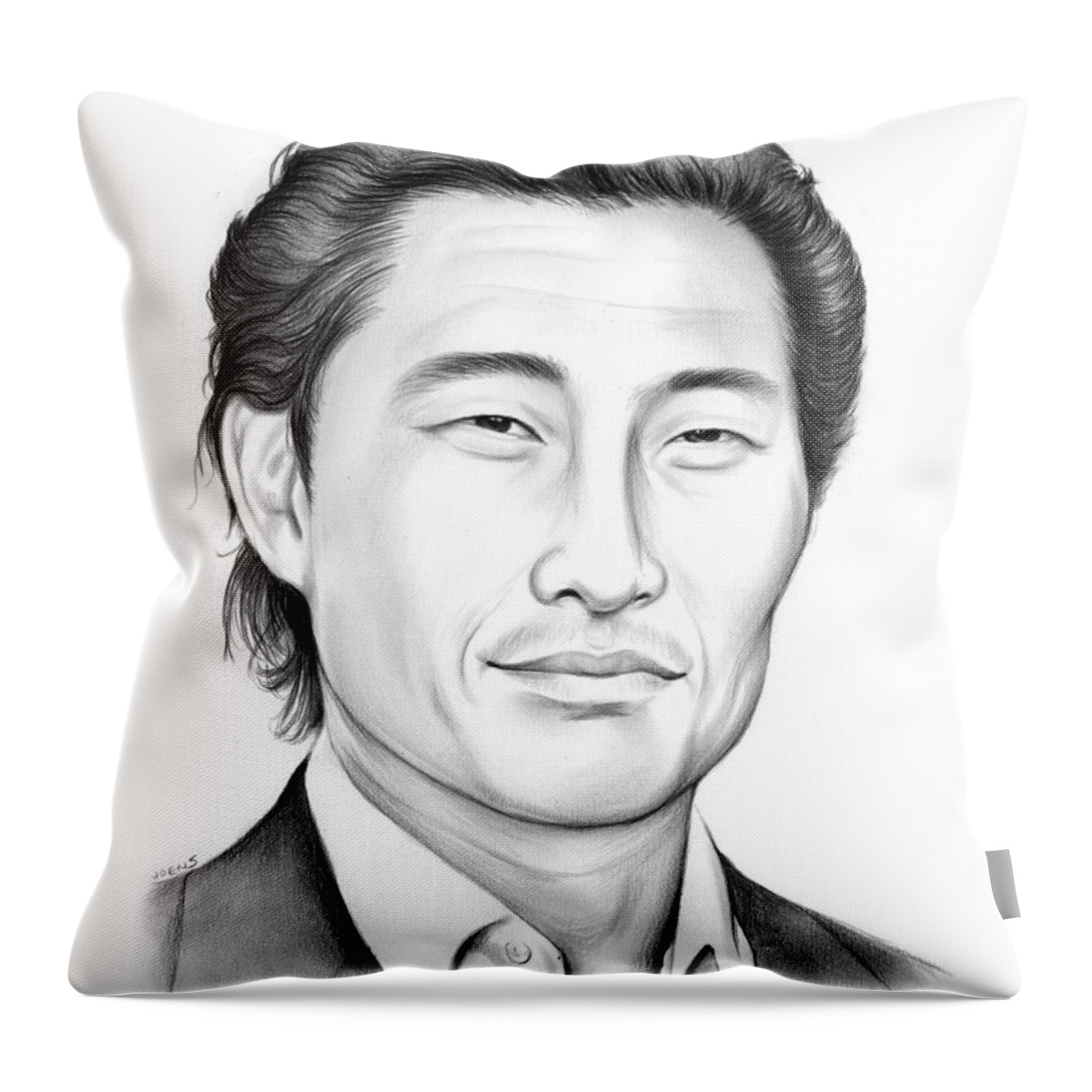 Daniel Dae Kim Throw Pillow featuring the drawing Daniel Dae Kim by Greg Joens