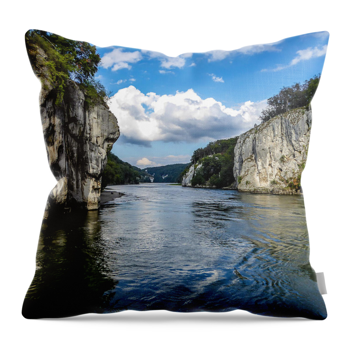 Danube Throw Pillow featuring the photograph Danube Gorge by Pamela Newcomb