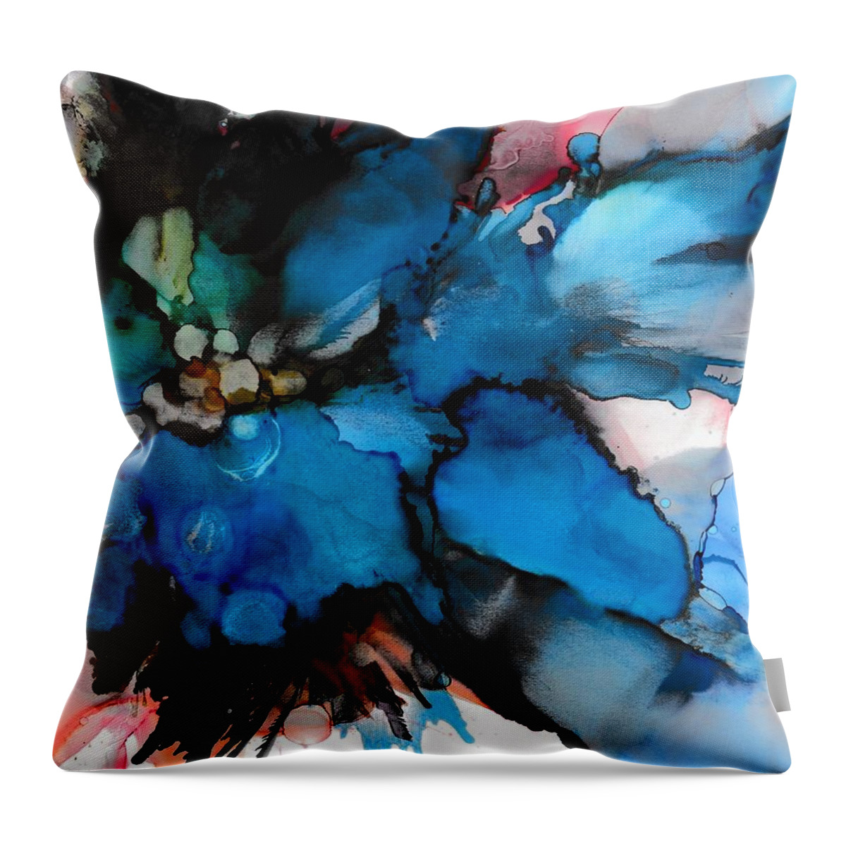 Abstract Throw Pillow featuring the painting Dark Beauty by Louise Adams