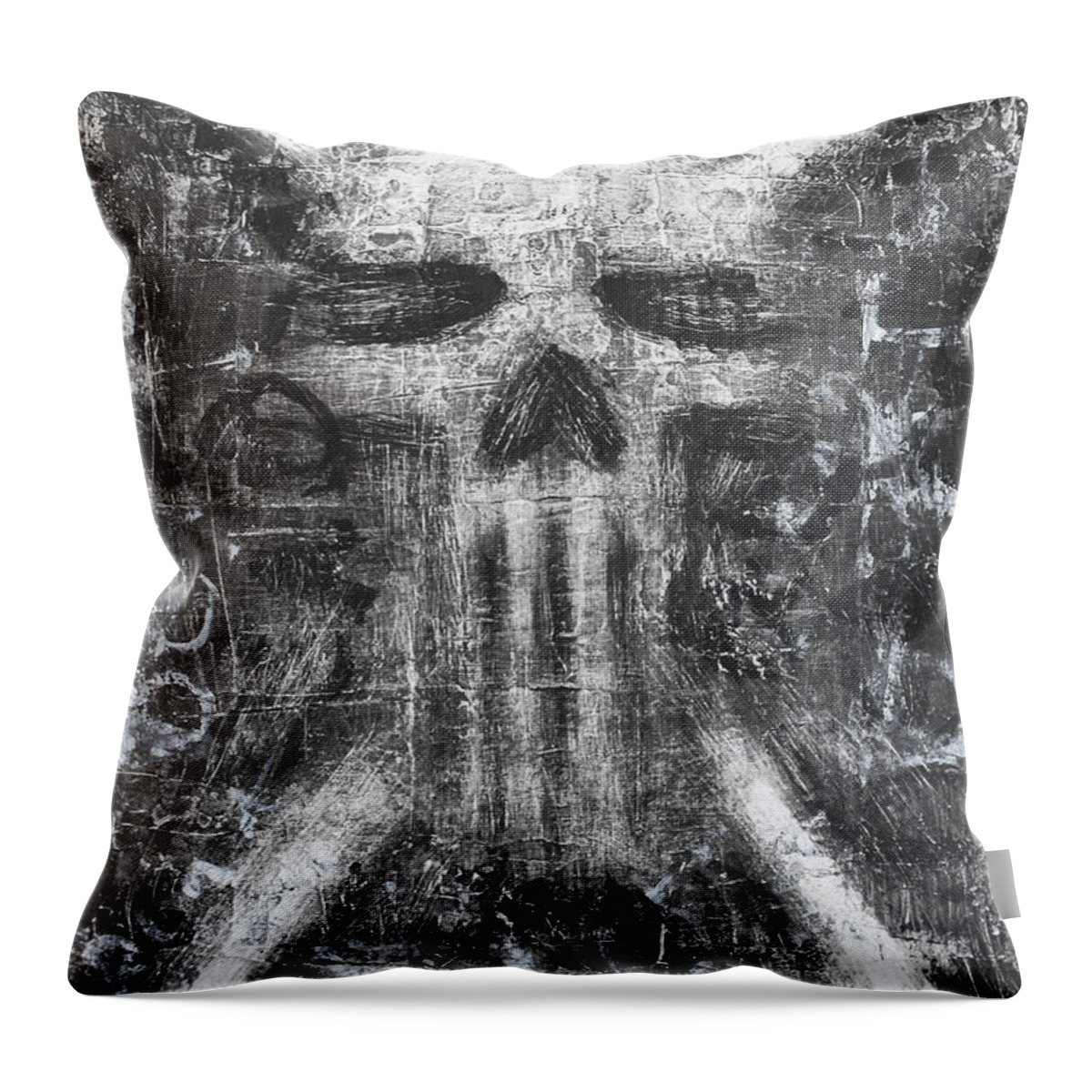 Skull Throw Pillow featuring the painting Dark Departure by Roseanne Jones