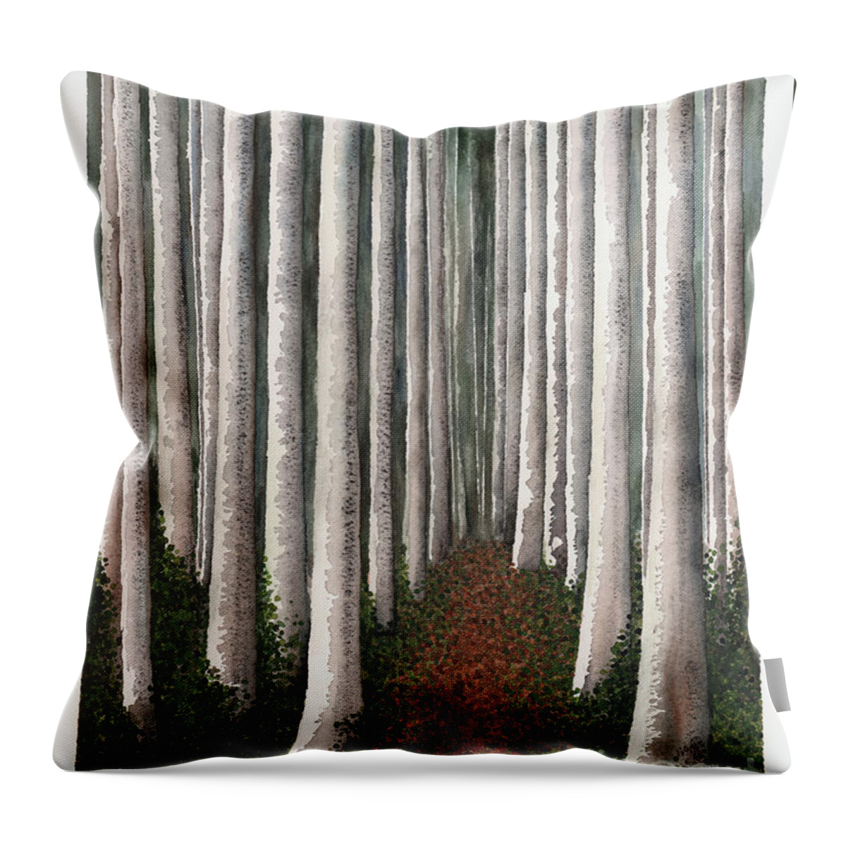 Fantasy Throw Pillow featuring the painting Dark Forest by Hilda Wagner