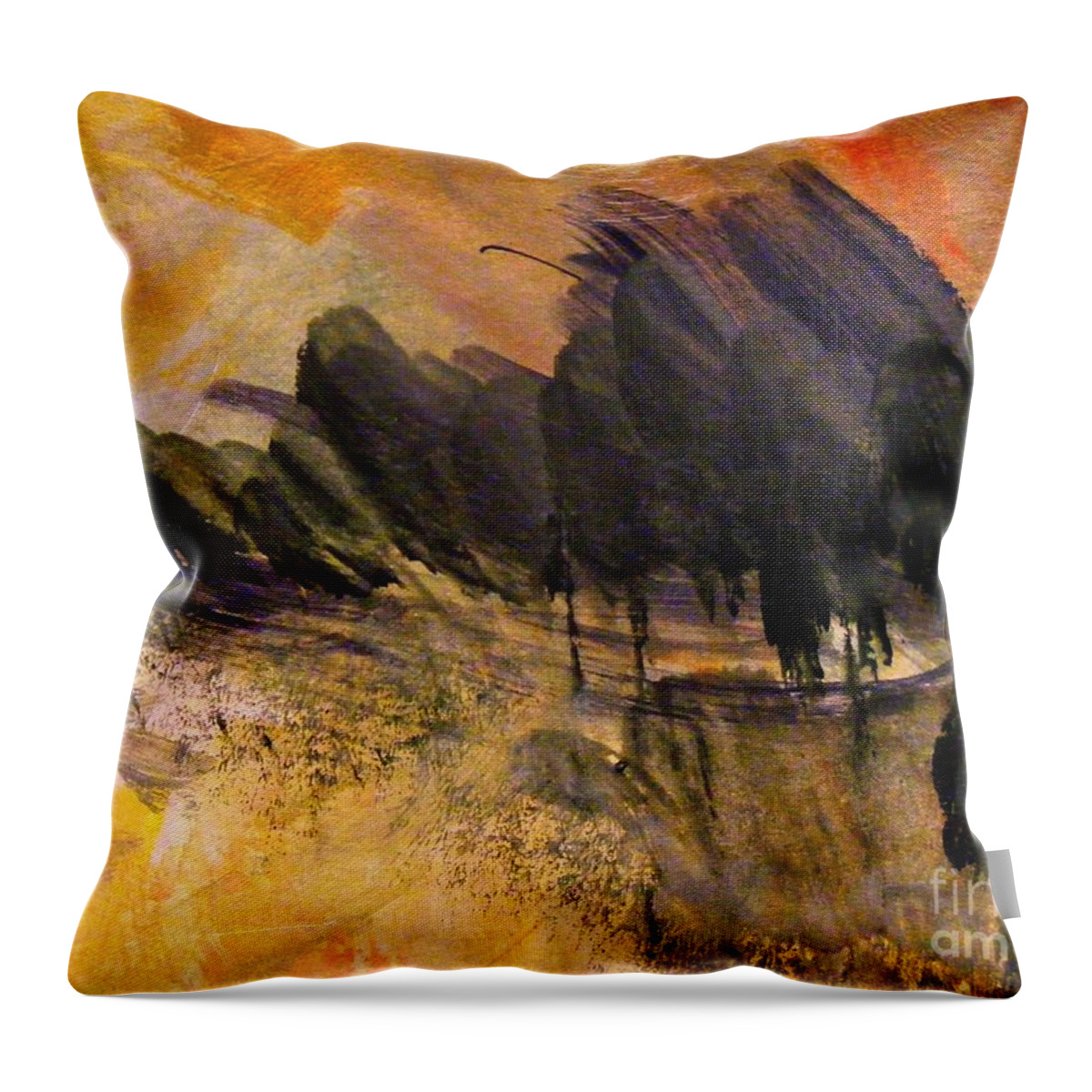 Gouache Abstract Painting Throw Pillow featuring the painting Dark Forest by Nancy Kane Chapman