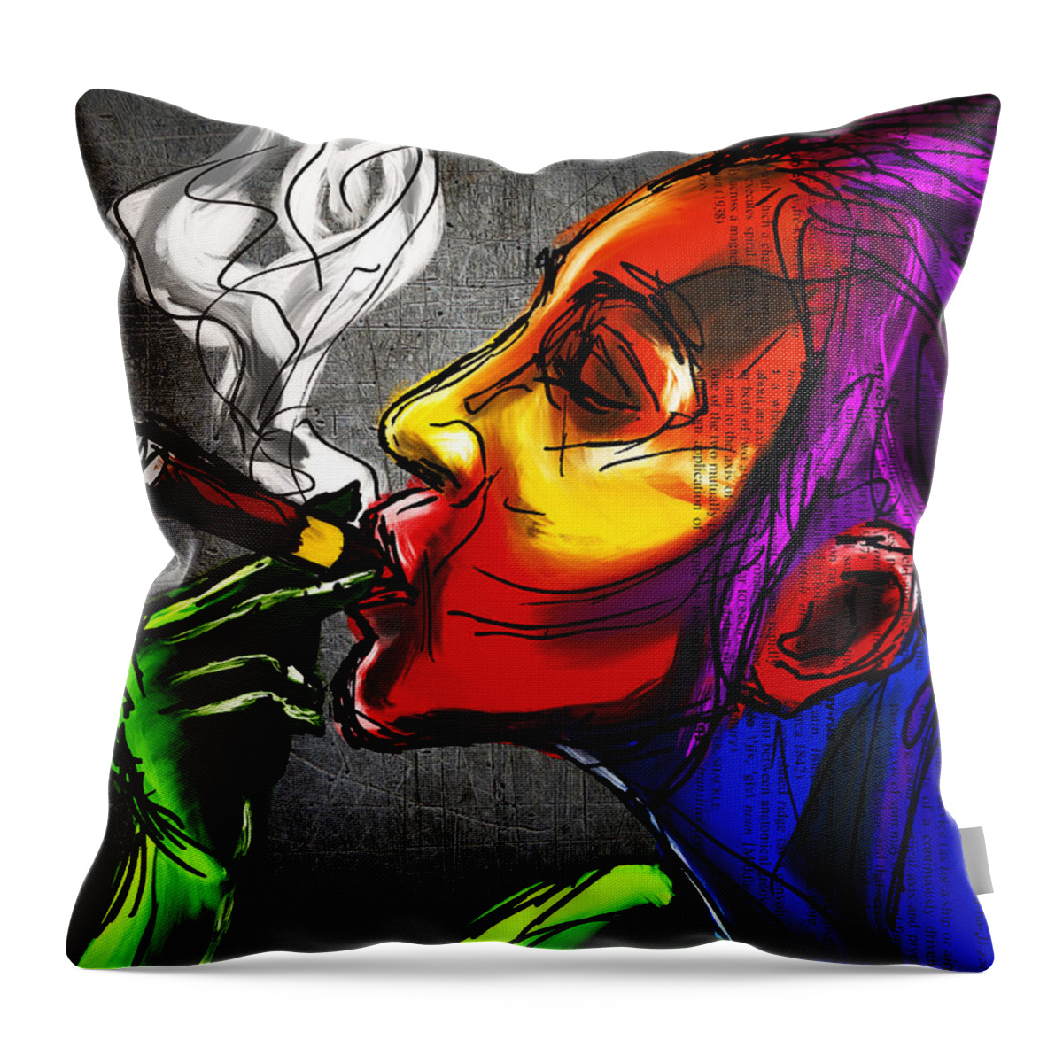 Portrait Throw Pillow featuring the digital art Dark Smoke by Michael Kallstrom
