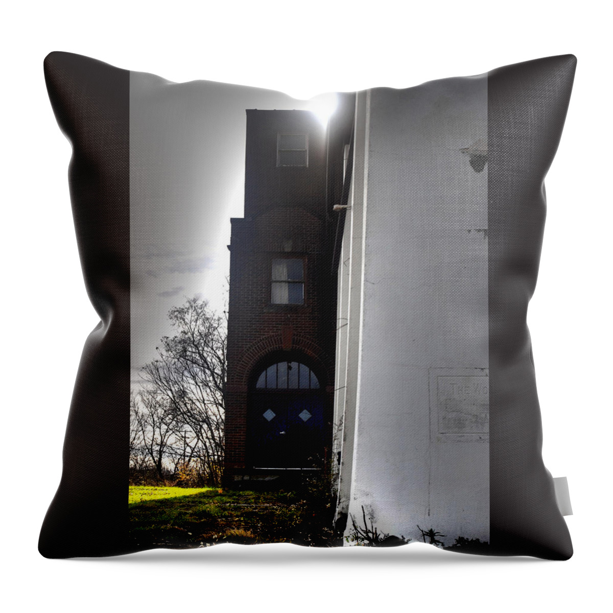  Throw Pillow featuring the photograph Darkened Door by Melissa Newcomb