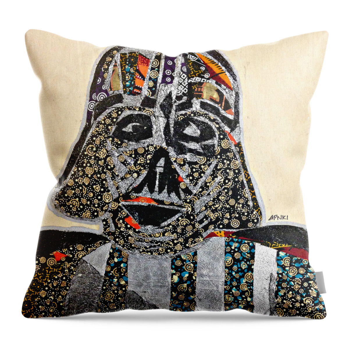 Darth Vader Throw Pillow featuring the tapestry - textile Darth Vader Star Wars Afrofuturist Collection by Apanaki Temitayo M