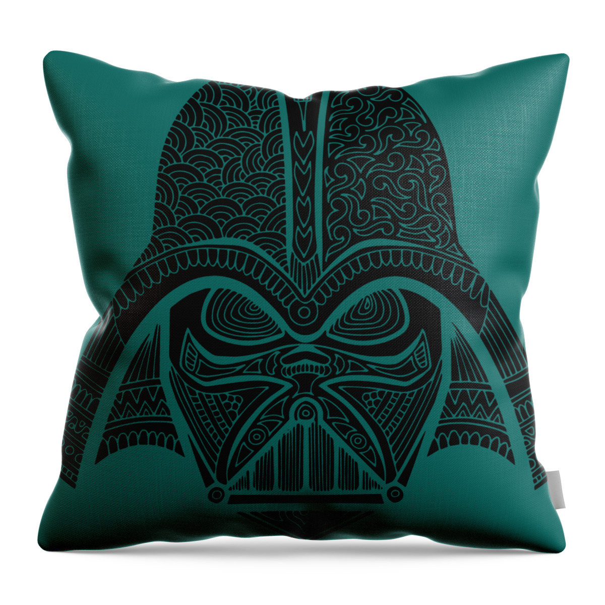 Darth Vader Throw Pillow featuring the mixed media Darth Vader - Star Wars Art - Blue Black by Studio Grafiikka
