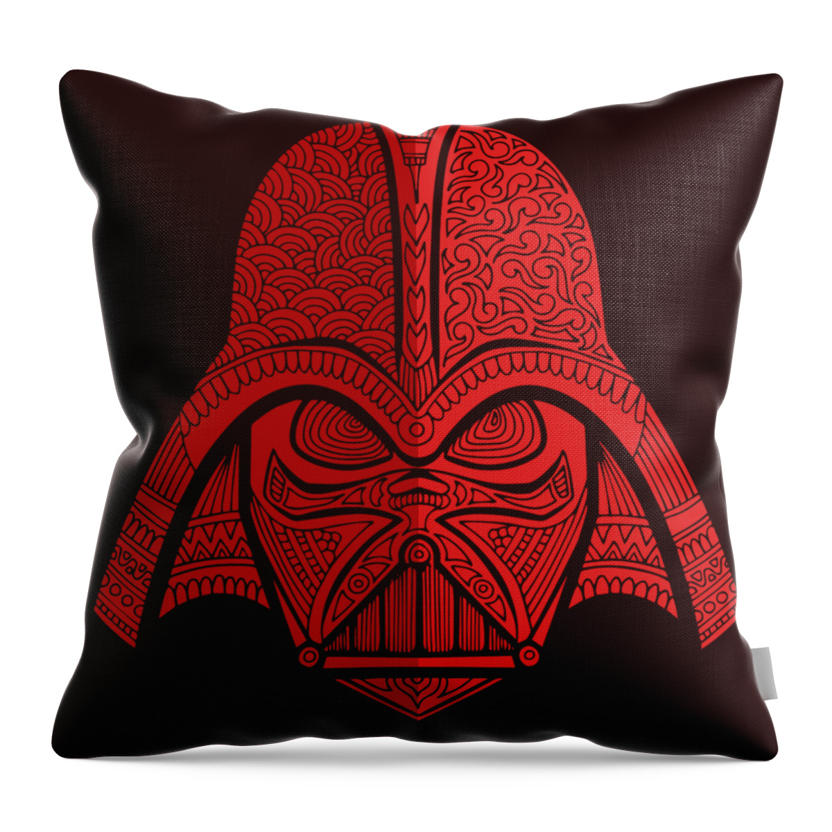 Darth Vader Throw Pillow featuring the mixed media Darth Vader - Star Wars Art - Red 02 by Studio Grafiikka
