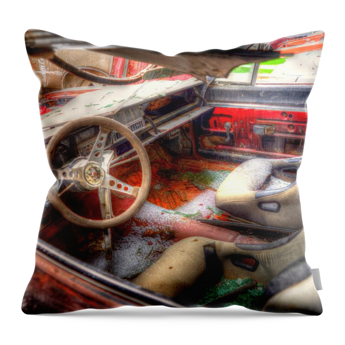 Salvage Yard Throw Pillow featuring the photograph Dashboard by Craig Incardone