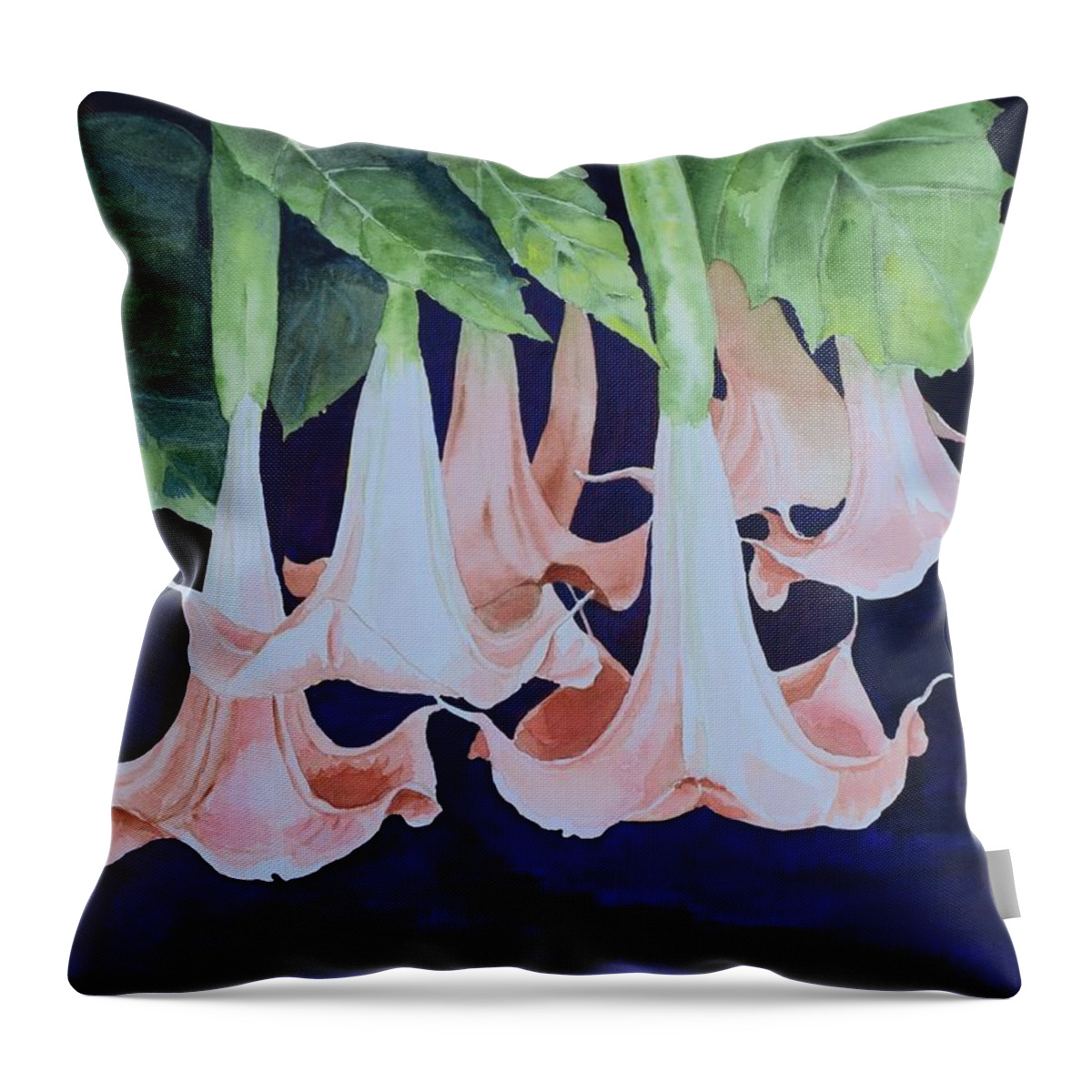 Datura Throw Pillow featuring the painting Datura by Celene Terry