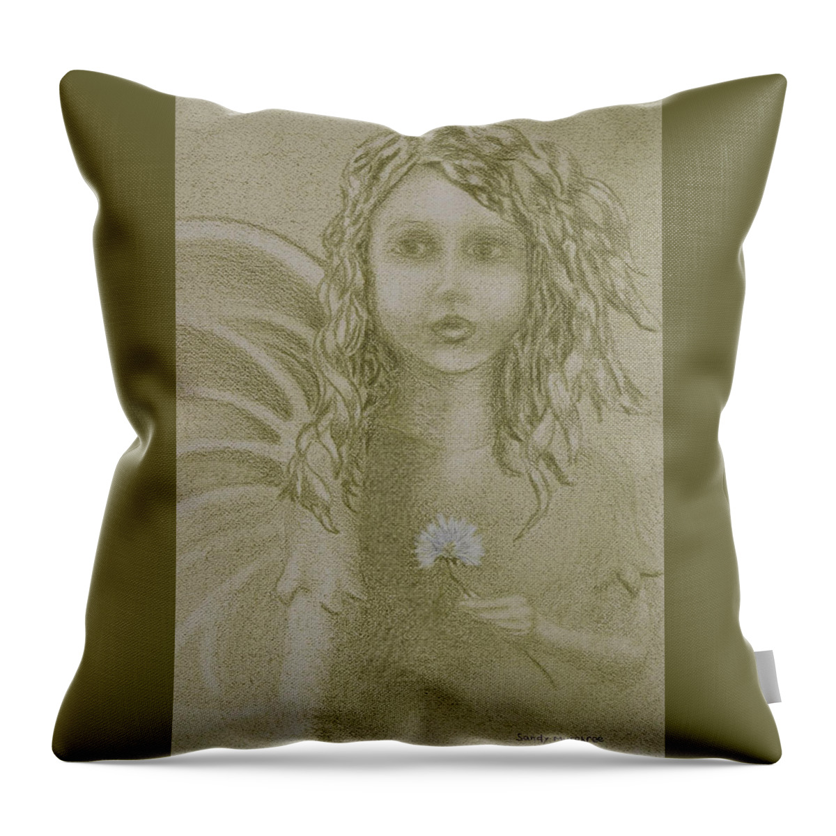 Fairy Throw Pillow featuring the painting Daughter of the Wind by Sandy Murphree Jacobs