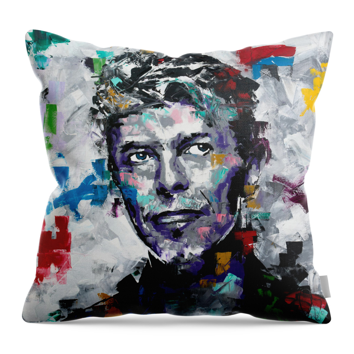 David Throw Pillow featuring the painting David Bowie II by Richard Day