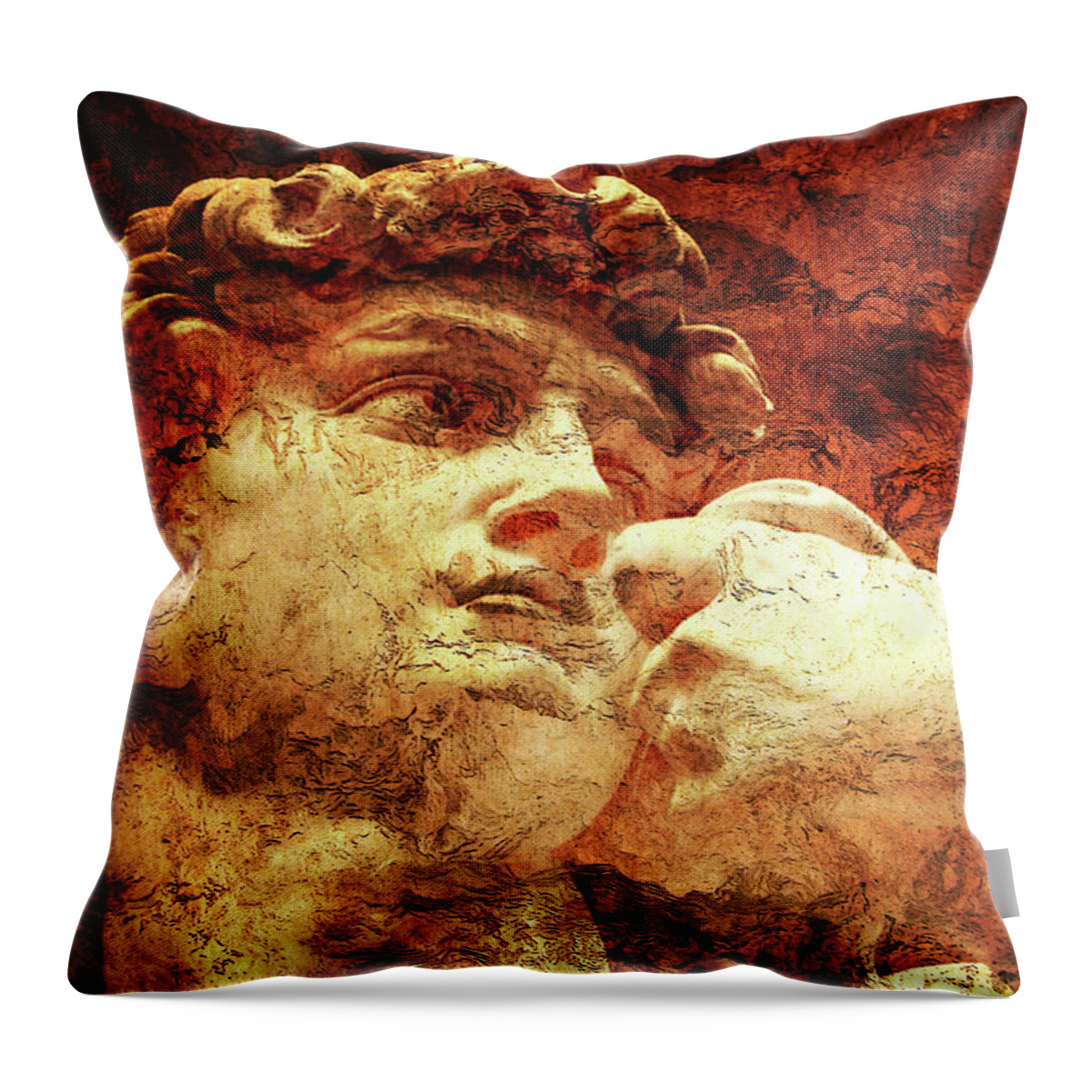The David Art Throw Pillow featuring the photograph DAVID by Michelangelo by J U A N - O A X A C A