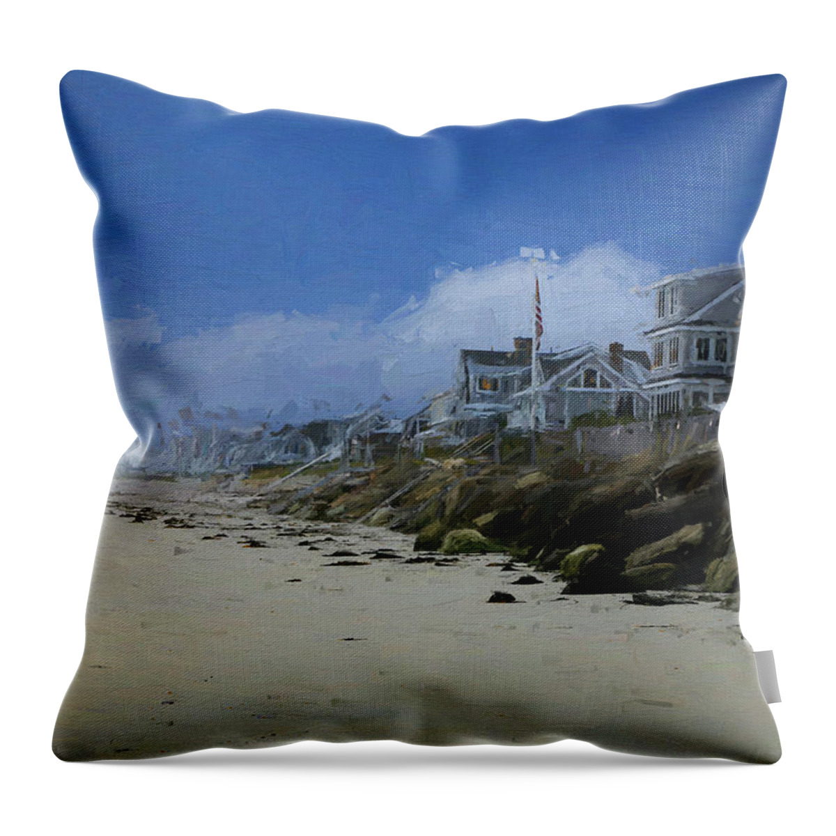 Watercolor Photo Throw Pillow featuring the photograph Davis Island Maine by Dennis Baswell