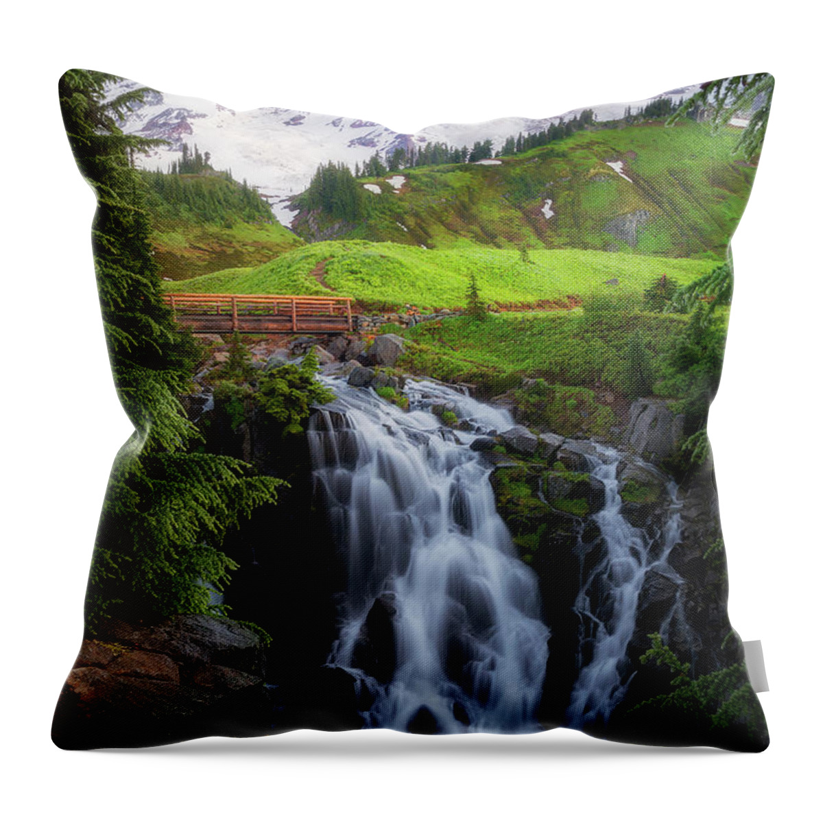Myrtle Falls Throw Pillow featuring the photograph Dawn at Myrtle Falls by Ryan Manuel