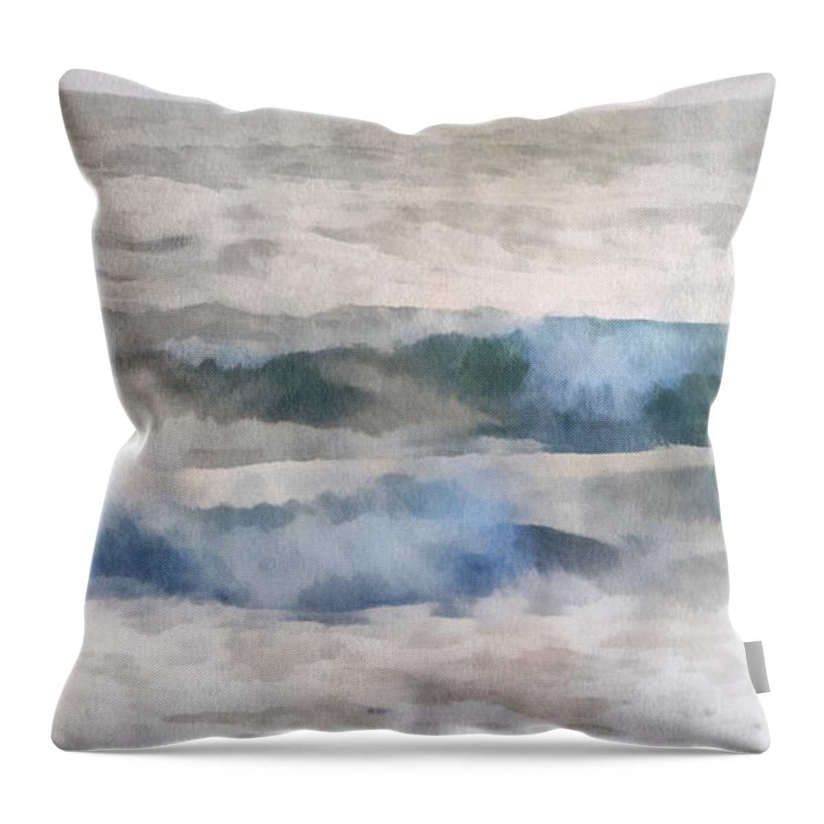 Sunrise Dawn Daybreak Beach Shore Ocean Sea Surf Waves Tide Sky Clouds Throw Pillow featuring the digital art Dawn Beach by Frances Miller