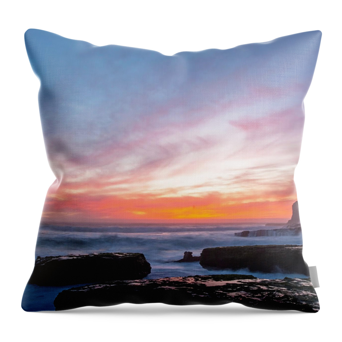 Seascape Throw Pillow featuring the photograph Dawn by Catherine Lau